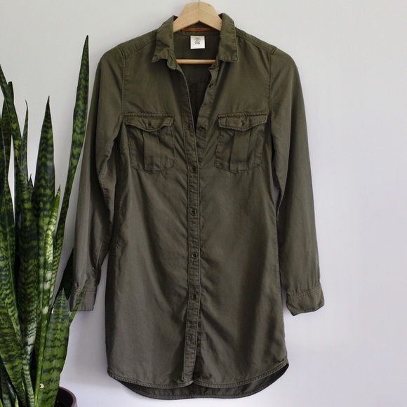 h&m green shirt dress